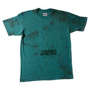 Vintage 80s Janeiro Spirit of Rio Travel Destination Single Stitched Teal Tee L